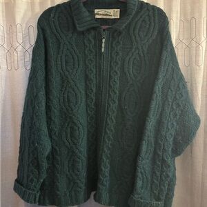 Aran Crafts Irish Made Sweater Half zip men’s 100% Merino Wool Dark Green